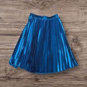 Source Unknown Blue Midi Pleated A-Line Skirt